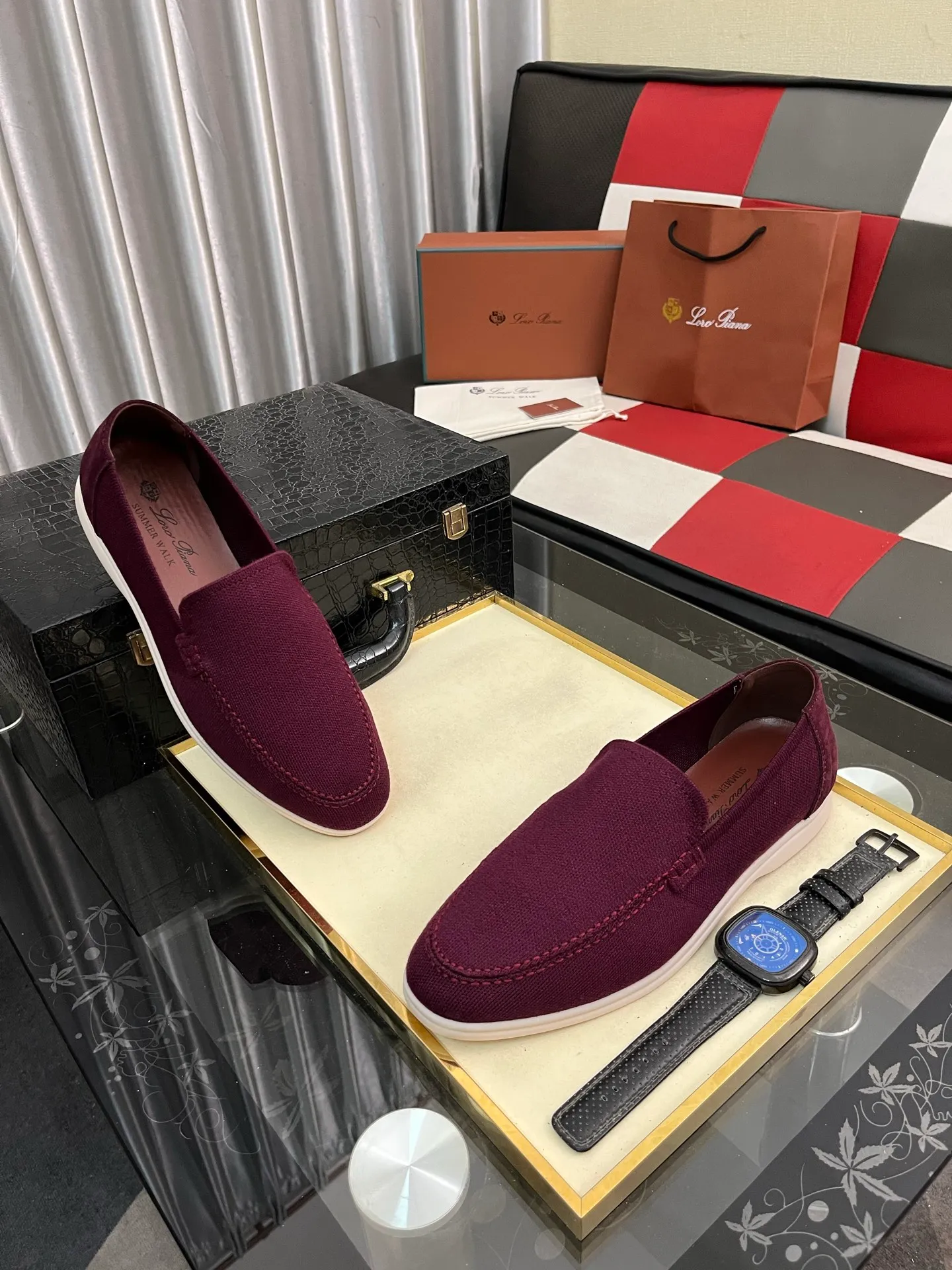 Men's men's shoes💰420⌚️⌚️Loro*Piana pure original 2025 soft and comfortable LP deerskin flat-soled casual star's same style slip-on Loaf men's shoes, size: 38-446️⃣colors available
